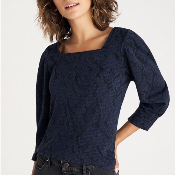 NWT Ann Taylor size XL snakeprint blue blouse - Picture 1 of 5